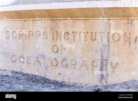 Scripps Institution Of Oceanography Sign On A Concrete Wall La Jolla