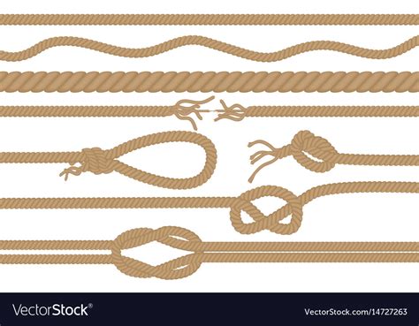 Rope Brushes With Different Knots Set Royalty Free Vector