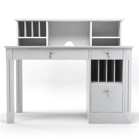 Emily Wood Desk and Hutch in White