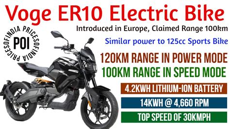 Voge Er10 Electric Bike Introduced In Europe Claimed Range 100km