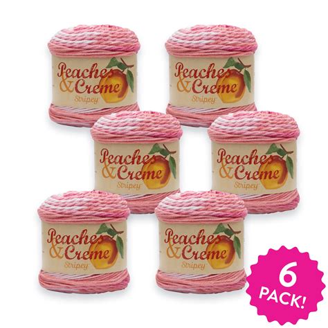 Peaches And Crème Stripey Yarn Energetic Pink 20oz567g Cotton 6