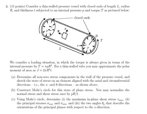 Solved 3 15 Points Consider A Thin Walled Pressure Vessel Chegg