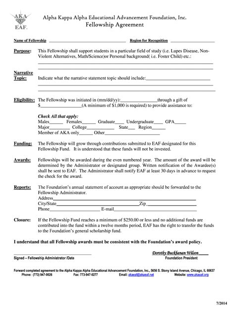 Fillable Online Fellowship Agreement Fax Email Print PdfFiller