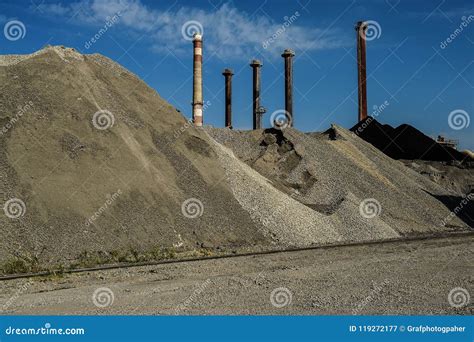 Industrial Warehouse Of Raw Materials For Cement Production And Stock