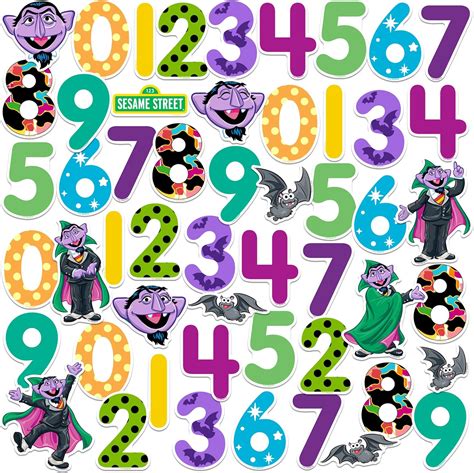 Sesame Street Count Von Count Numbers 50ct Vinyl Large Deluxe Stickers