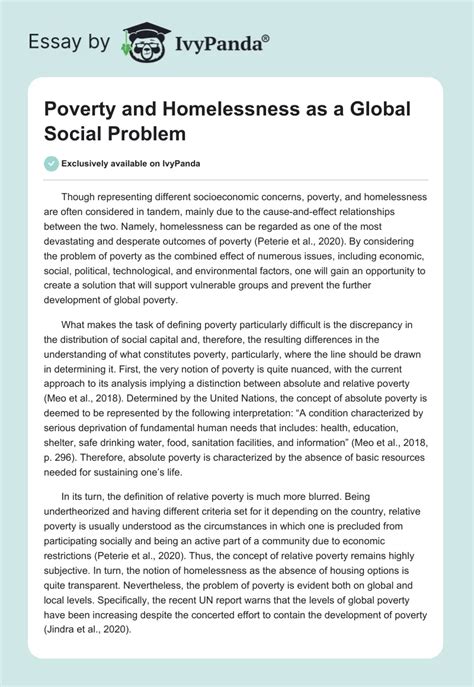 Poverty And Homelessness As A Global Social Problem 1128 Words Essay Example