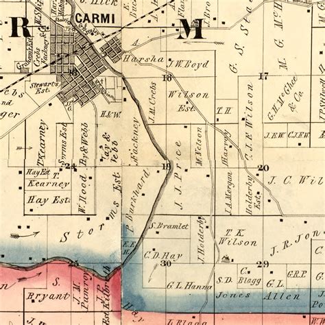 Vintage Map of White County, Illinois 1871 by Ted's Vintage Art