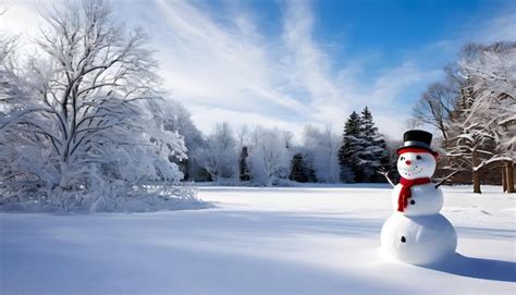 Premium Photo | Snowman in the park Winter landscape with snowman and ...