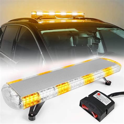 Piiloo 38 Inch Rooftop Emergency Strobe Light Bar 72 Led