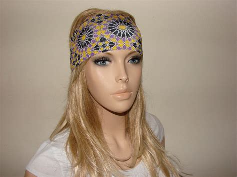 Yoga headband purple yellow turban headband workout | Etsy