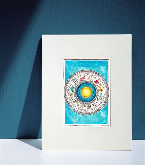 Celestial Zodiac Calendar Art Print of Original Painting Astrology, Constellations, Birth Chart ...