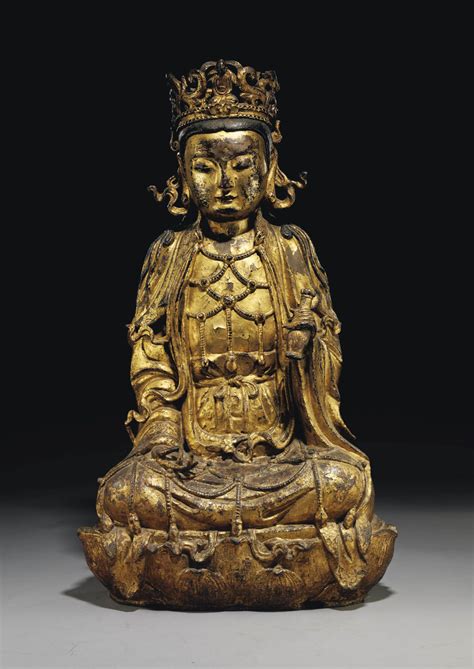 A Rare Large Gilt Lacquered Bronze Figure Of Guanyin Song Yuan