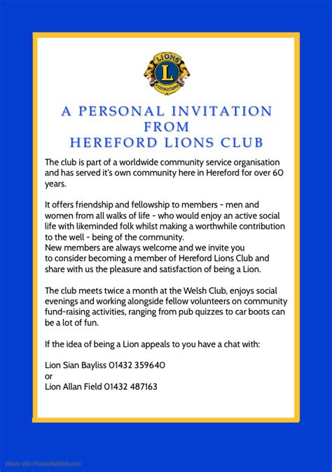 About Us Hereford Lions Club