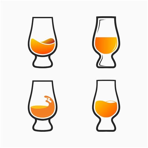 Premium Vector Glencairn Whisky Glass Vector Icon Set Of Whiskey