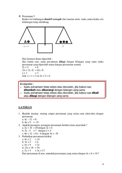 Bahan Ajar Persamaan Dan Pertidaksamaan Linear Satu Variabel