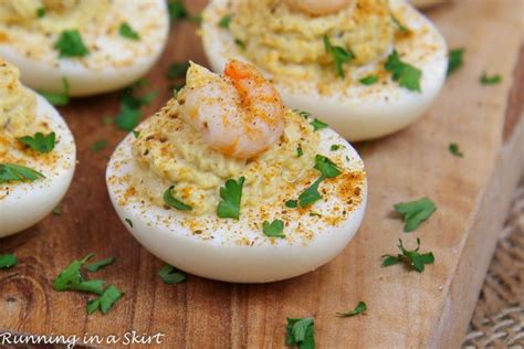 Shrimp Deviled Eggs With Old Bay Running In A Skirt