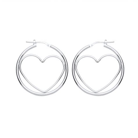 925 Sterling Silver Heart Hoop Earrings Silver Collection From Personal Jewellery Service Uk