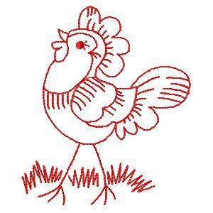 Machine Embroidery Designs Redwork Chickens Set