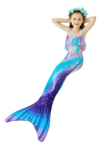 Traje De Baño Sirena Niñas Bikini Natación 9 Piezas Meses sin interés