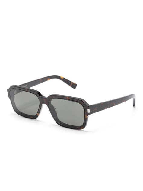 Saint Laurent Eyewear Tortoiseshell Effect Square Frame Sunglasses