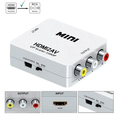 Mini Conversor Adaptador Trasnforma HDMI Para AV Tv Box Tv De Tubo