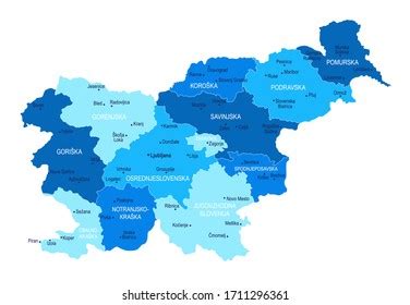 Slovenia Map Cities Regions Vector Stock Vector (Royalty Free ...