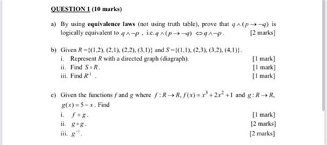 Solved A By Using Equivalence Laws Not Using Truth Table