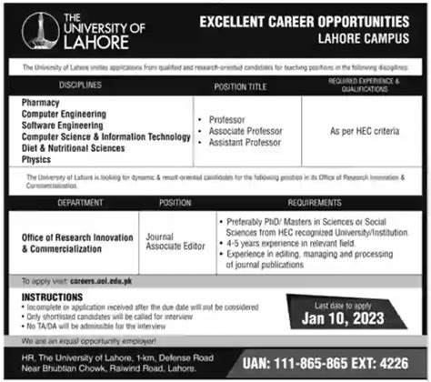 University Of Lahore Teaching Hospital Jobs 2023 Job4pk