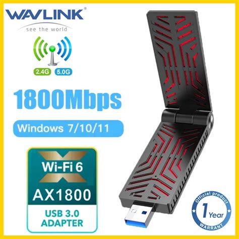 Wavlink Ax1800 Usb Wifi 6 Adapter Dongle Usb 30 Dual Band High Gain Antenna 24ghz 600mbps5ghz