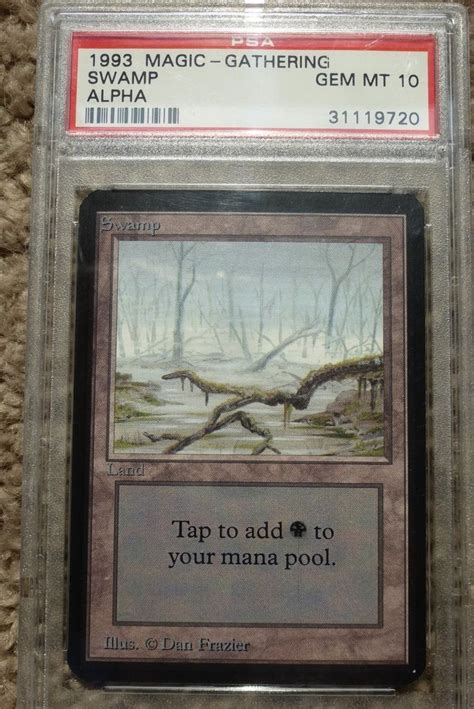 Magic Mtg Alpha Swamp Graded Psa 10 Gem Mint Quad Bgs 95