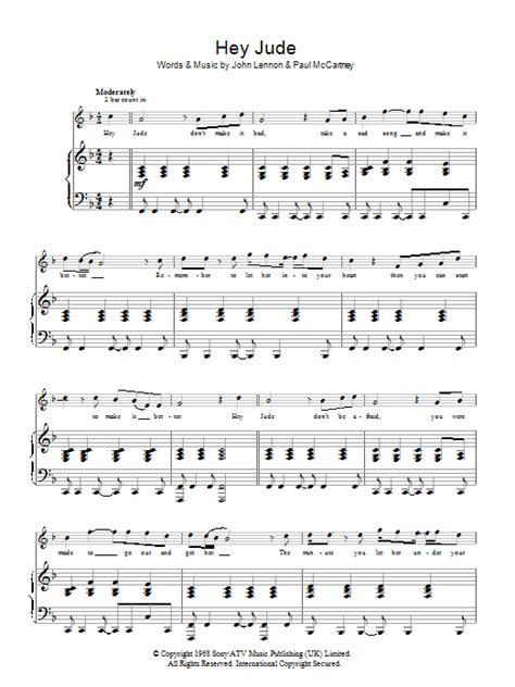 Hey Jude Easy Piano Print Sheet Music Now