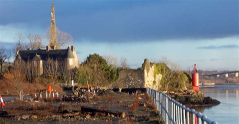 Photo Gallery Of Dunglass Castle Bell Memorial Obelisk And Old Docks On River Clyde At Bowling