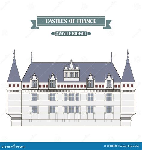 Azay-le-Rideau, France stock vector. Illustration of historical - 67888823