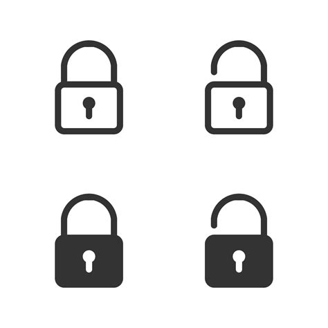 Lock And Unlock Icon On White Background Outline And Solid Style Icon