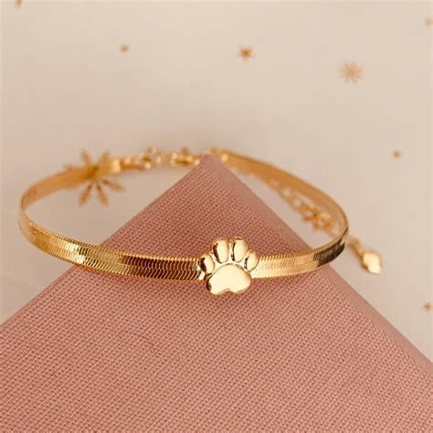 Pulseira Fio Achatado E Patinha Folheado Em Ouro 18k JOIAS PETMOM