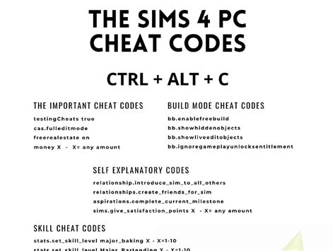 Sims Custom Content The Sims Cheat Code Cheat Sheet Etsy Finland