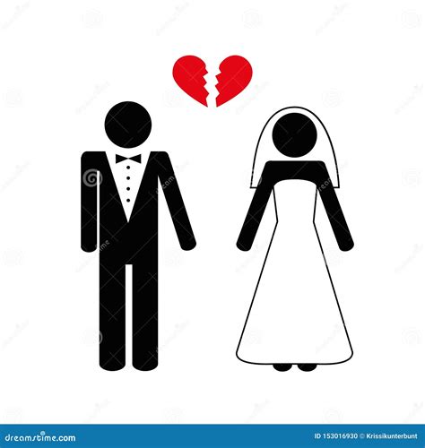 Divorced Wedding Couple Symbol Vector Illustration