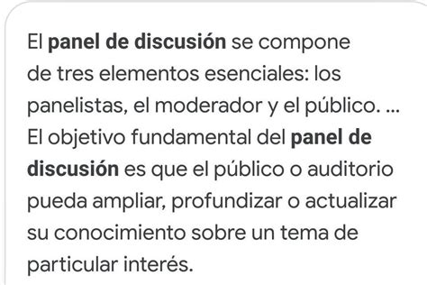 Cuál es la estructura del panel de discusión AYUDA Brainly lat