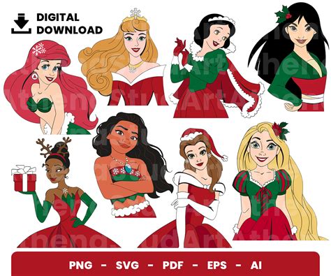 08 Clipart - Christmas Princess Disney - EclipArtCo