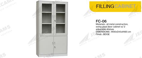 Beige Finish Glass Door Steel Filing Cabinet Fc Jecams Inc