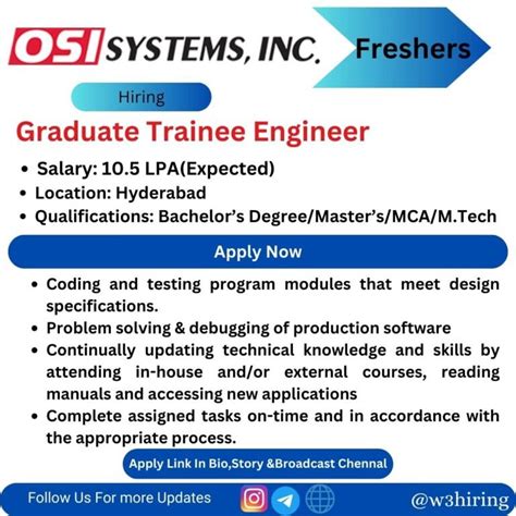 Osi Systems Recruitment Hiring Graduate Trainee Engineer