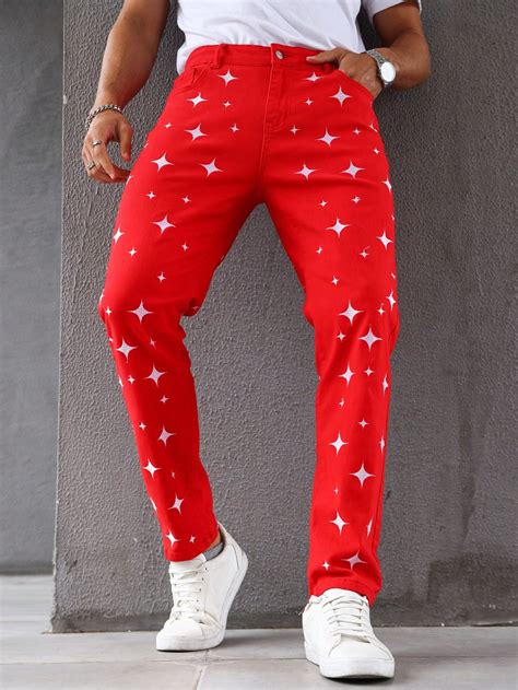 Manfinity Legnd Men Star Print Jeans Shein Usa