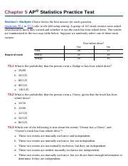 Analyzing Truck Ownership And Probability AP Statistics Course Hero