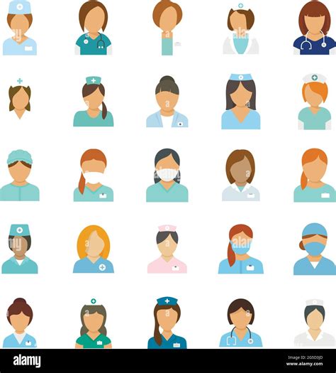 Nurse Icons Set Flat Vector Isolated Stock Vector Image And Art Alamy