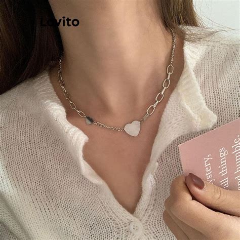 Lovito Casual Heartshape Heart Necklaces For Women LFA23052 Lovito