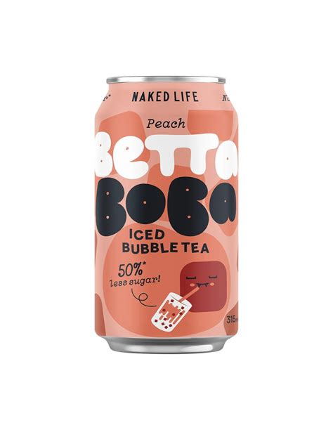 Naked Life Betta Boba Tea Bubble Tea Peach 315ml X 12