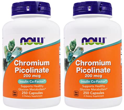 Now Foods Chromium Picolinate 200mcg 250 Capsules Pack Of 2