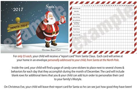 Santas Christmas Report Card Make Sure Your Child Is On Their Best