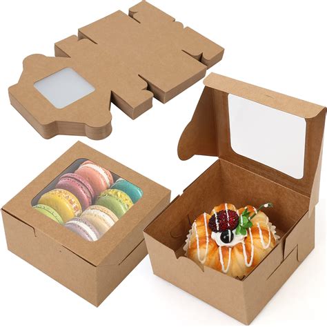 Buy Lotfancy Brown Bakery Boxes With Window X Inch Pcs Small