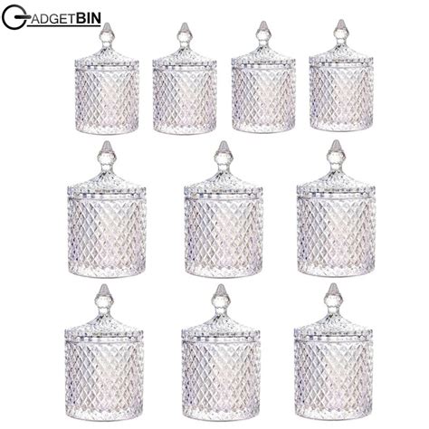 Set Of 10 Hari Raya Premium Crystal Glass Canister Set Glassware Jar